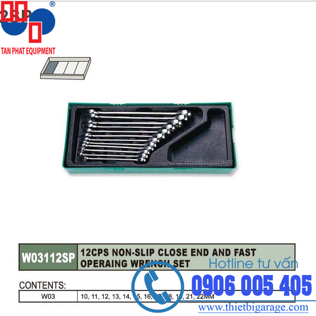 Bộ cờ lê liền tròng hệ Met 12 chi tiết dải 8-22 mm có khay đựng W26112SP