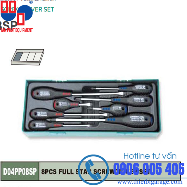 Bộ tuốc nơ vít 4 cạnh và 2 cạnh 8 chi tiết D04PP08SP